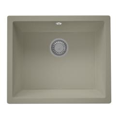 GraniteMy Universele granieten taupe gootsteen 50x40 cm voor opbouw, onderbouw en vlakbouw met roestvrijstalen plug 1208967223