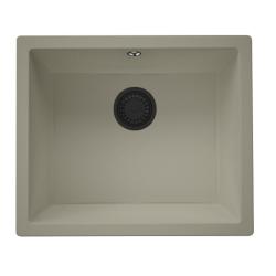 GraniteMy Universal granitový taupe drez 50x40 cm nadstavbový, podstavbový a rovný s čiernou zátkou 1208967224