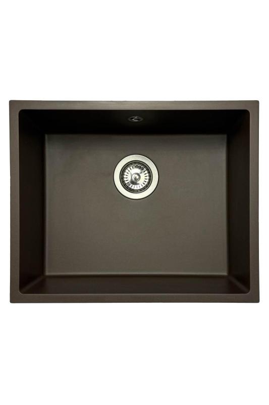 GraniteMy Universele granieten cafés gootsteen 50x40 cm opbouw, onderbouw en vlakbouw met roestvrijstalen plug 1208967227