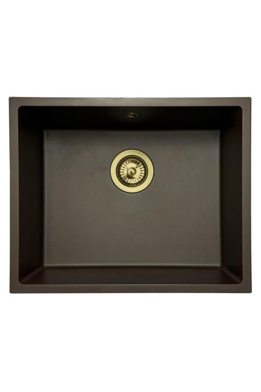 GraniteMy Universele granieten café spoelbak 50x40 cm, geschikt voor opbouw, onderbouw en vlakbouw, met afvoerplug 1208967230