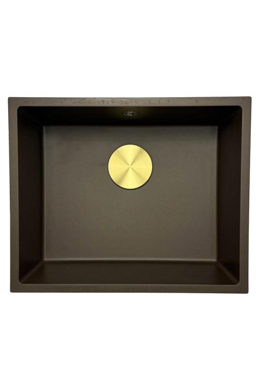 GraniteMy Universele granieten café spoelbak 50x40 cm, geschikt voor opbouw, onderbouw en vlakbouw, met afvoerplug 1208967230