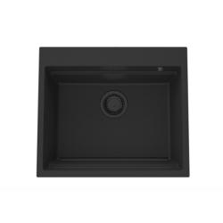 GraniteMy granitový drez 56x48 cm čierny na montáž s čiernou zátkou vrátane príslušenstva 1208967233