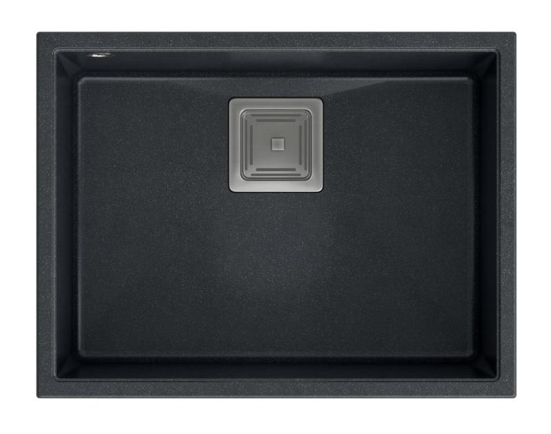 Quadri Quadrangle anthracite undermount granite sink 55x42cm with stainless steel plug 1208967273