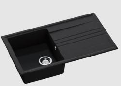 GraniteMy Vesi extra plytký žulový nadstavbový čierny drez 86x50cm s odkvapkávacou plochou, obojstranný s nerezovou zátkou 1208967279