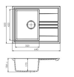 GraniteMy Vesi extra plytký granitový nadčasový biely drez 64x50cm s odkvapkávačom, obojstranný s nerezovou zátkou 1208967298
