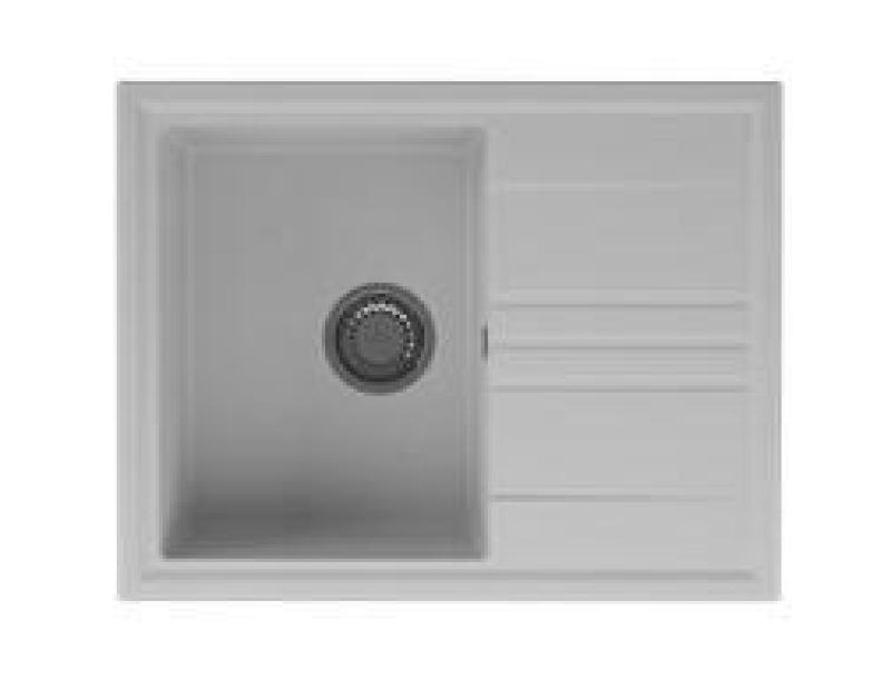 GraniteMy Vesi granitový nadčasový biely drez 64x50cm s odkvapkávačom, obojstranný s nerezovou zátkou 1208967298