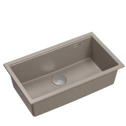 Quadri Newport II veľká a hlboká granitová drezová misa na montáž na povrch a pod povrch taupe drez 76x45cm s nerezovou zátkou 1208967310