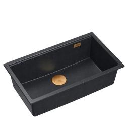 Quadri Newport II veľký a hlboký drez granitový na montáž na pracovnú dosku alebo pod pracovnú dosku antracitový drez 76x45cm s medenou zátkou 1208967311
