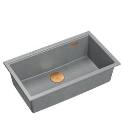 Quadri Newport II veľký a hlboký drez granitový na montáž na pracovnú dosku a pod pracovnú dosku sivý drez 76x45cm s medeným uzáverom 1208967314