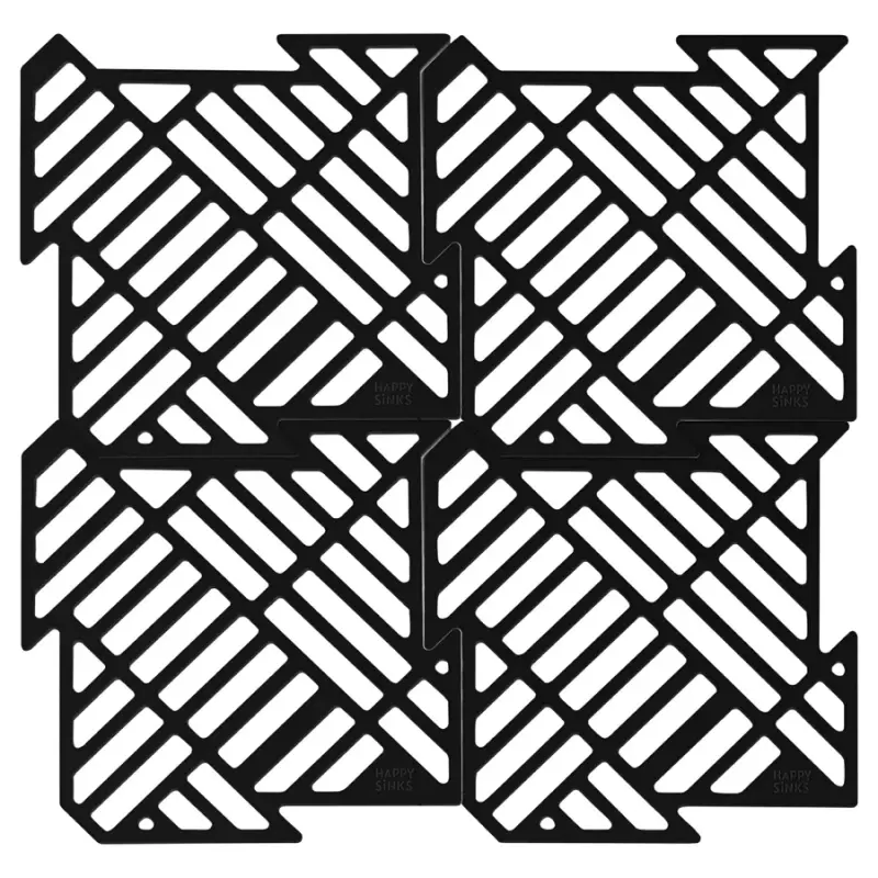 Magisso Happy Sink Puzzle čierny ochranný podložka na dno, 4 kusy pre drez, čierny, 32,5 x 32,5 cm, 1208967385