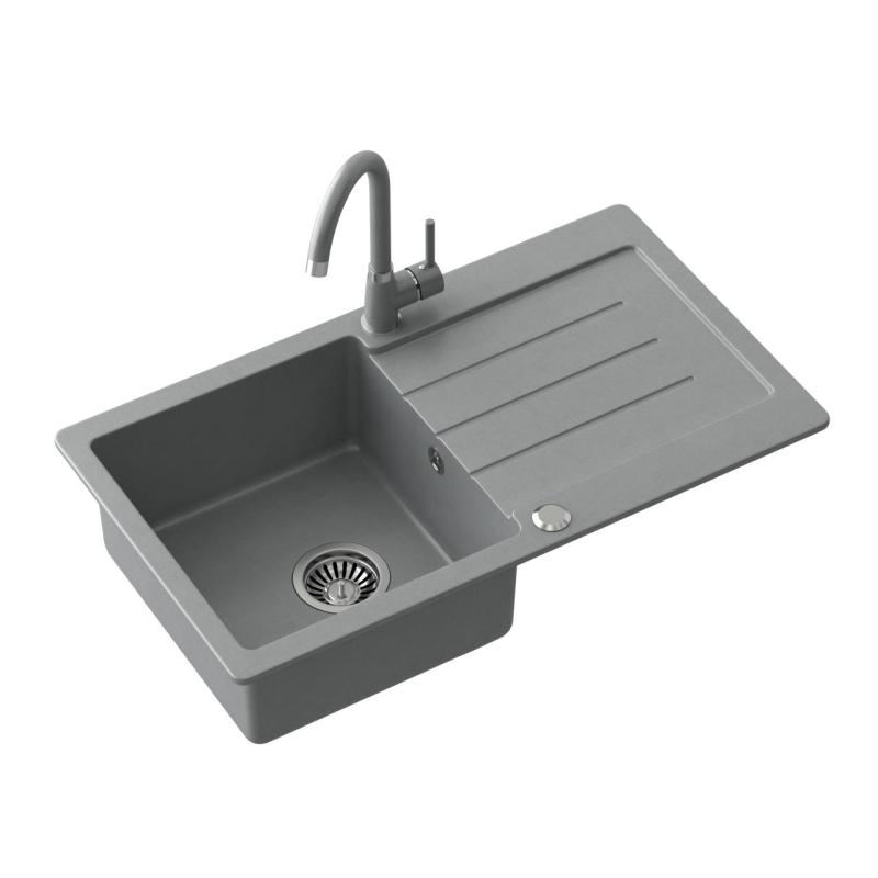 Quadri Kendal sivý žulový drez s odkvapkávačom 77x44cm obojstranný 1208967398