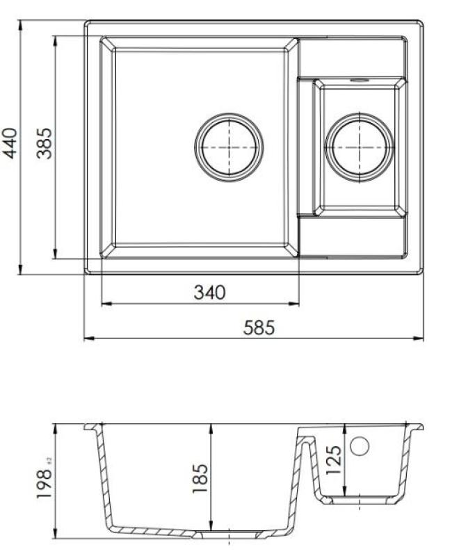 GraniteMy Smart extra plytký 1,5 žulový nadstavbový biely drez 58x44cm 1208967418