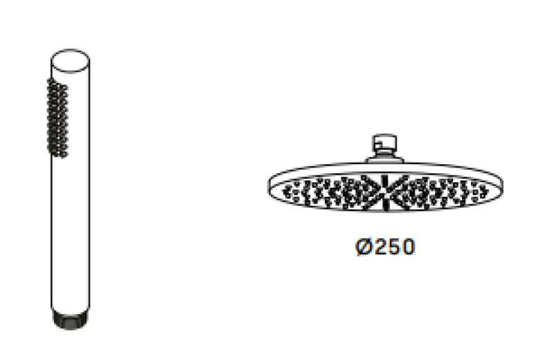 Waterevolution Flow shower combination with rain shower stainless steel 250mm T141N25IE