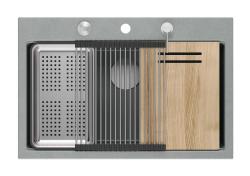 Quadri Hard Rock šedý žulový nastaviteľný veľký drez 76x50cm vrátane nerezovej zátky a príslušenstva 1208967430