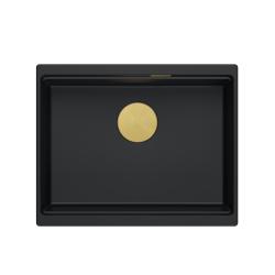 Quadri Newport II žulový poddrez čierny drez 560x450 mm so zlatou zátkou a odtokovým krytom 1208967449