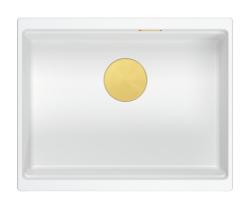 Quadri Newport II biely žulový podmontážny drez biely 560x450mm so zlatou zátkou 1208967451