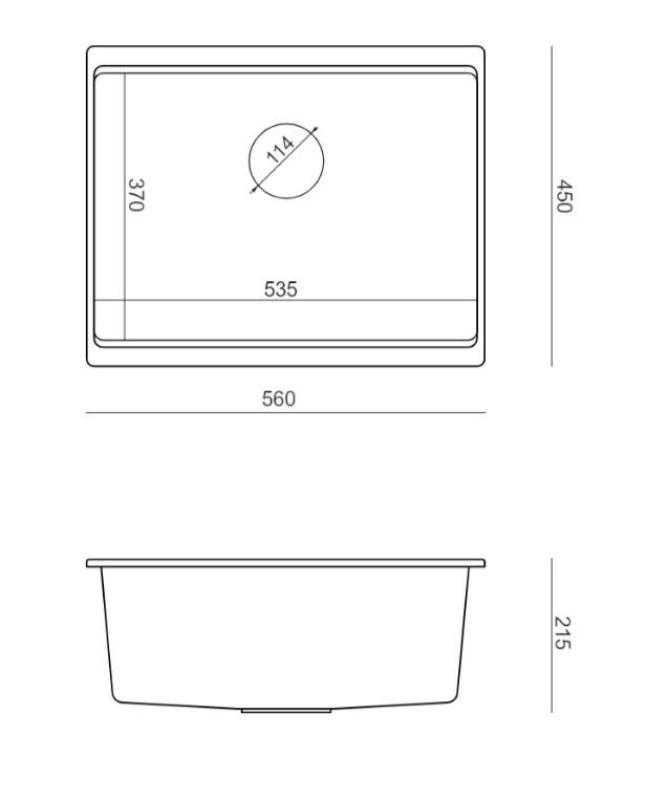 Quadri Newport II white granite undermount sink white 560x450mm with golden plug 1208967451