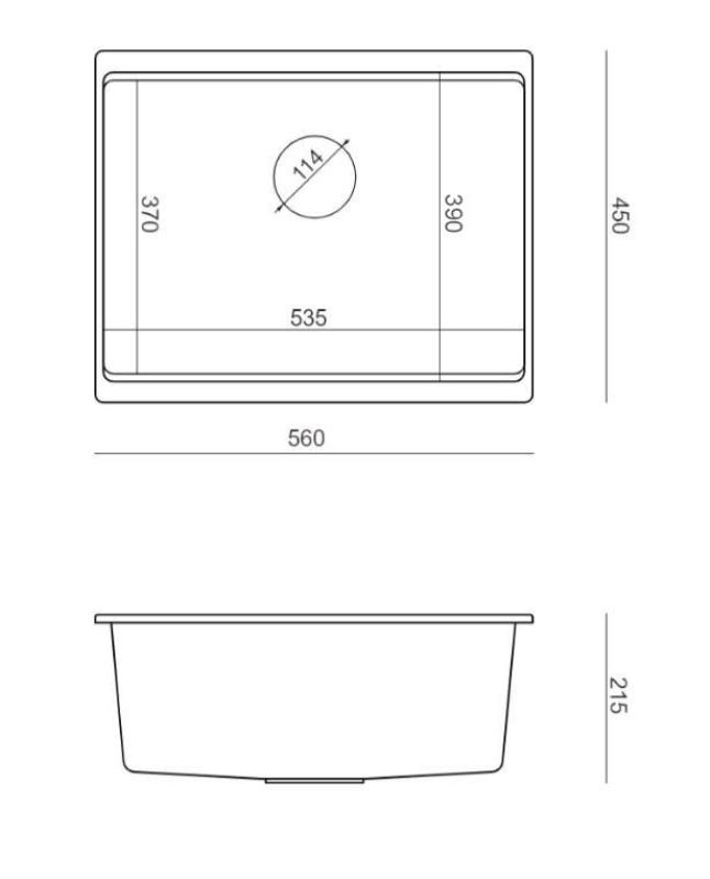 Quadri Newport II žulový podmontážny sivý drez 560x450mms nerezovou zátkou a odtokovým viečkom 1208967456