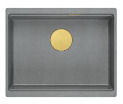Quadri Newport II žulový poddrez sivý drez 560x450mm so zlatou zátkou a výpustným viečkom 1208967457