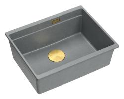 Quadri Newport II žulový poddrez sivý drez 560x450mm so zlatou zátkou a výpustným viečkom 1208967457