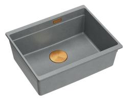 Quadri Newport II žulový podmontážny sivý drez 560x450mm s medenou zátkou a odtokovým viečkom 1208967458