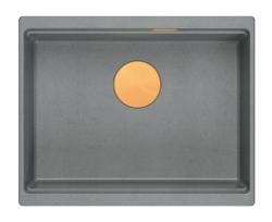 Quadri Newport II žulový podmontážny sivý drez 560x450mm s medenou zátkou a odtokovým viečkom 1208967458
