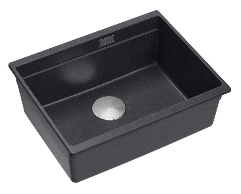 Quadri Newport II anthracite granite undermount sink 560x450mm with stainless steel plug and cap 1208967459
