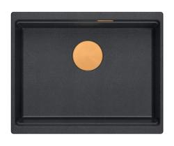 Quadri Newport II žulový spodný antracitový drez 560x450mm s medenou zátkou a odtokovým krytom 1208967461