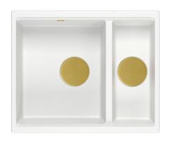 Quadri Newport II biely 1,5 drez z granitu na pracovnú dosku a pod pracovnú dosku 555x460mm so zlatou zátkou 1208967462