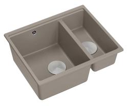 Quadri Newport II taupe 1,5 drez granit montáž a podmontáž drez 555x460mm s nerezovou zátkou 1208967466