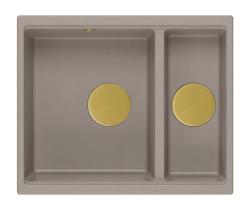 Quadri Newport II taupe 1,5 drez granitový montovaný a podmontovaný drez 555x460mm so zlatou zátkou 1208967467