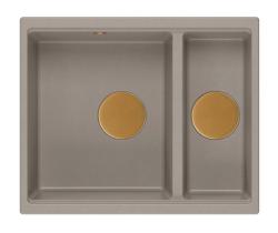 Quadri Newport II taupe 1,5 drez granit povrchová a podstavná montáž 555x460mm s medenou zátkou 1208967468