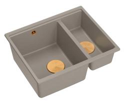 Quadri Newport II taupe 1,5 drez granit povrchová a podstavná montáž 555x460mm s medenou zátkou 1208967468