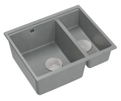 Quadri Newport II sivý 1,5 drez žulový na montáž na pracovnú dosku aj pod pracovnú dosku 555x460mm s nerezovou zátkou 1208967469