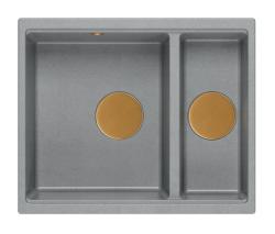 Quadri Newport II sivý 1,5 drez z granitu, montáž na vrch a podmontáž, rozmery 555x460mm s medenou zátkou 1208967471