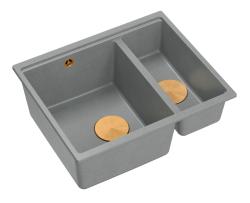 Quadri Newport II sivý 1,5 drez z granitu, montáž na vrch a podmontáž, rozmery 555x460mm s medenou zátkou 1208967471
