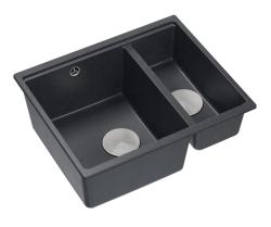 Quadri Newport II antracit 1,5 drez žula montáž na povrch a pod povrch drez 555x460mm s nerezovou zátkou 1208967472