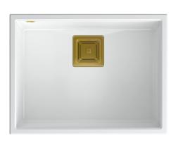 Quadri Quadrangle biely žulový podmontážny drez 55x42cm so zlatou zátkou 1208967477