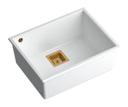 Quadri Quadrangle biela žulová podstavná drez 55x42cm s medenou zátkou 1208967478