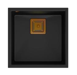 Quadri Quadrangle čierny žulový spodný drez 42x42 cm s medeným uzáverom 1208967482