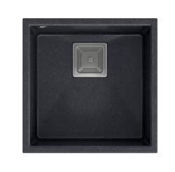 Quadri Quadrangle antracitový žulový podmontážny drez 42x42 cm s nerezovou zátkou 1208967486