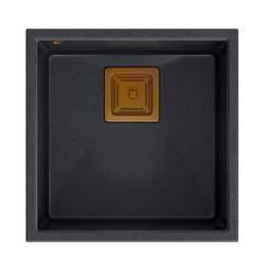 Quadri Quadrangle antracitová žulová podmontážna drez 42x42 cm s medenou zátkou 1208967488