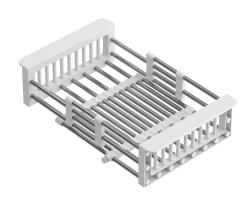 Quadri Univerzálny vysúvateľný vložný košík alebo košík na zvyšky, nerezová oceľ s bielymi rukoväťami, 225 mm široký, 1208967542