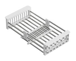 Quadri Univerzálny vysúvateľný vložný košík alebo košík na zvyšky, nerezová oceľ s bielymi rukoväťami, 225 mm široký, 1208967542