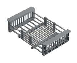 Quadri Univerzálny výsuvný vložkový košík alebo košík na zvyšky, nerezová oceľ so sivými rukoväťami, šírka 225 mm, 1208967543