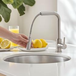 Pure.Sink Elite Steel Spark-S kuchynská batéria z nehrdzavejúcej ocele s výsuvným výtokom PS8041-02