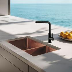 Pure.Sink Elite Steel Spark-S kuchynská batéria matná čierna s výsuvným výtokom PS8041-10