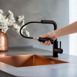 Pure.Sink Elite Steel Spark-S kuchynská batéria matná čierna s výsuvným výtokom PS8041-10