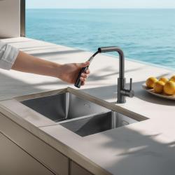 Pure.Sink Elite Steel Spark-S kuchynská batéria PVD Gun Metal s výsuvnou hubicou PS8041-61