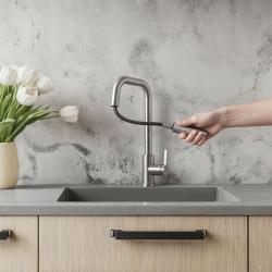 Pure.Sink Elite Steel Crystal-S kuchynská batéria z Nerezovej Ocele s výsuvnou hubicou PS8050-02